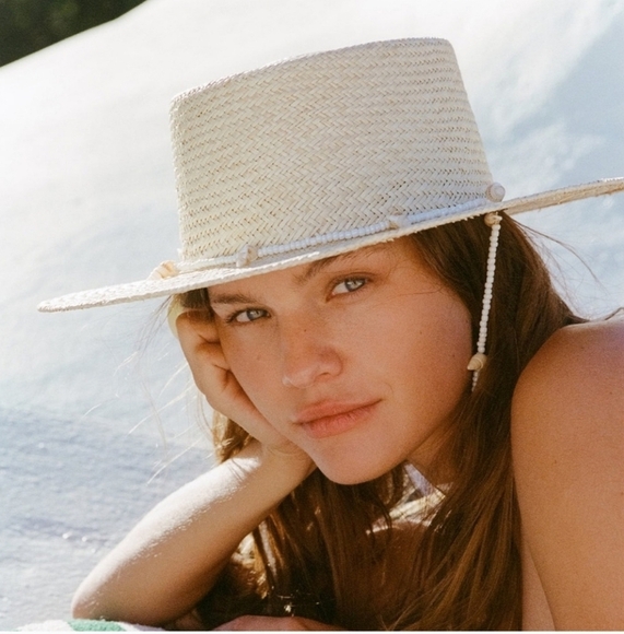 New Lack Of Color Seashells Straw Boater Hat Size Small - Picture 2 of 15